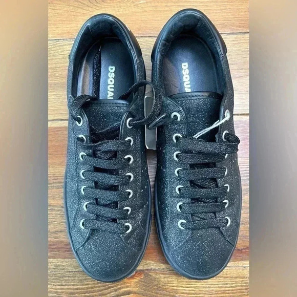 Dsquared2 | Black Glitter and Leather | Low Top Sneakers | Women’s 7.5 - Picture 6 of 7